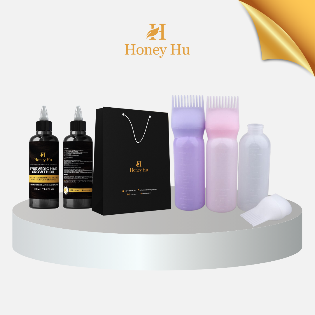 Honey Hu Ayurvedic Hair Growth Oil & Root Comb Applicator  🌿✨
